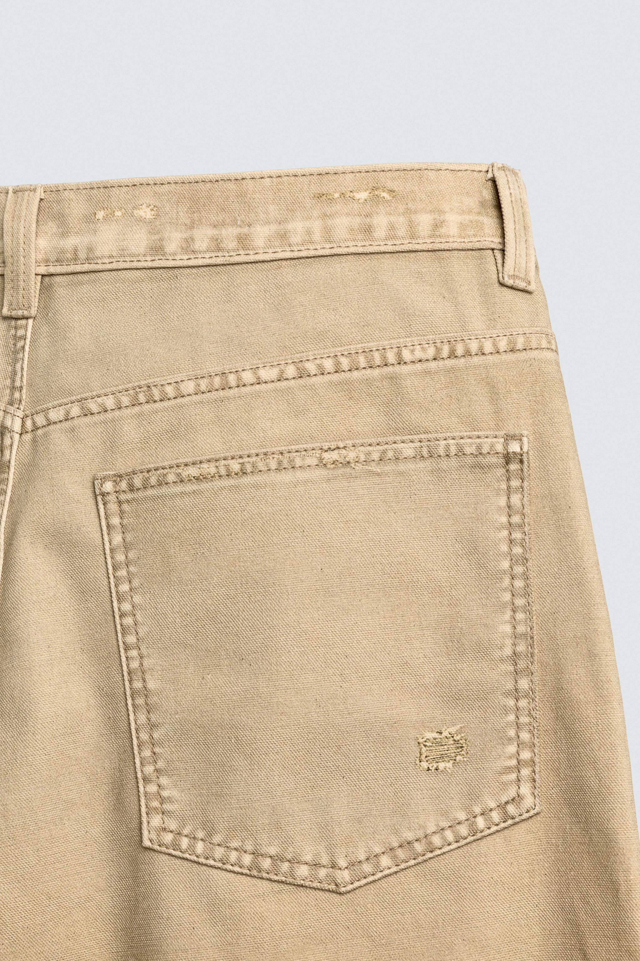 WASHED PRINT STRAIGHT FIT PANTS